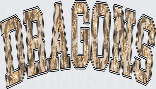 Dragons Arched Glitter Leopard Block Letter (DTF)