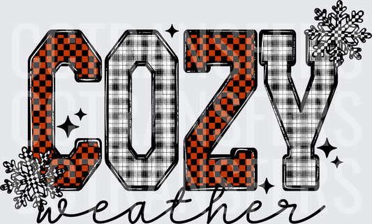 Cozy Weather Plaid Checkered Snowflake Winter Design (DTF)