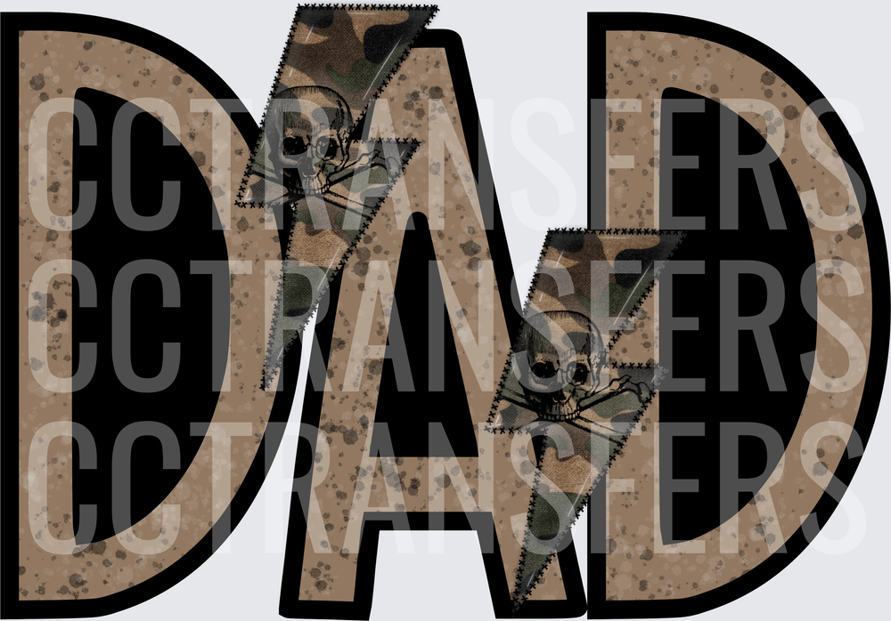DAD Camo Skull Crossbones Lightning Bolt Grunge (DTF)