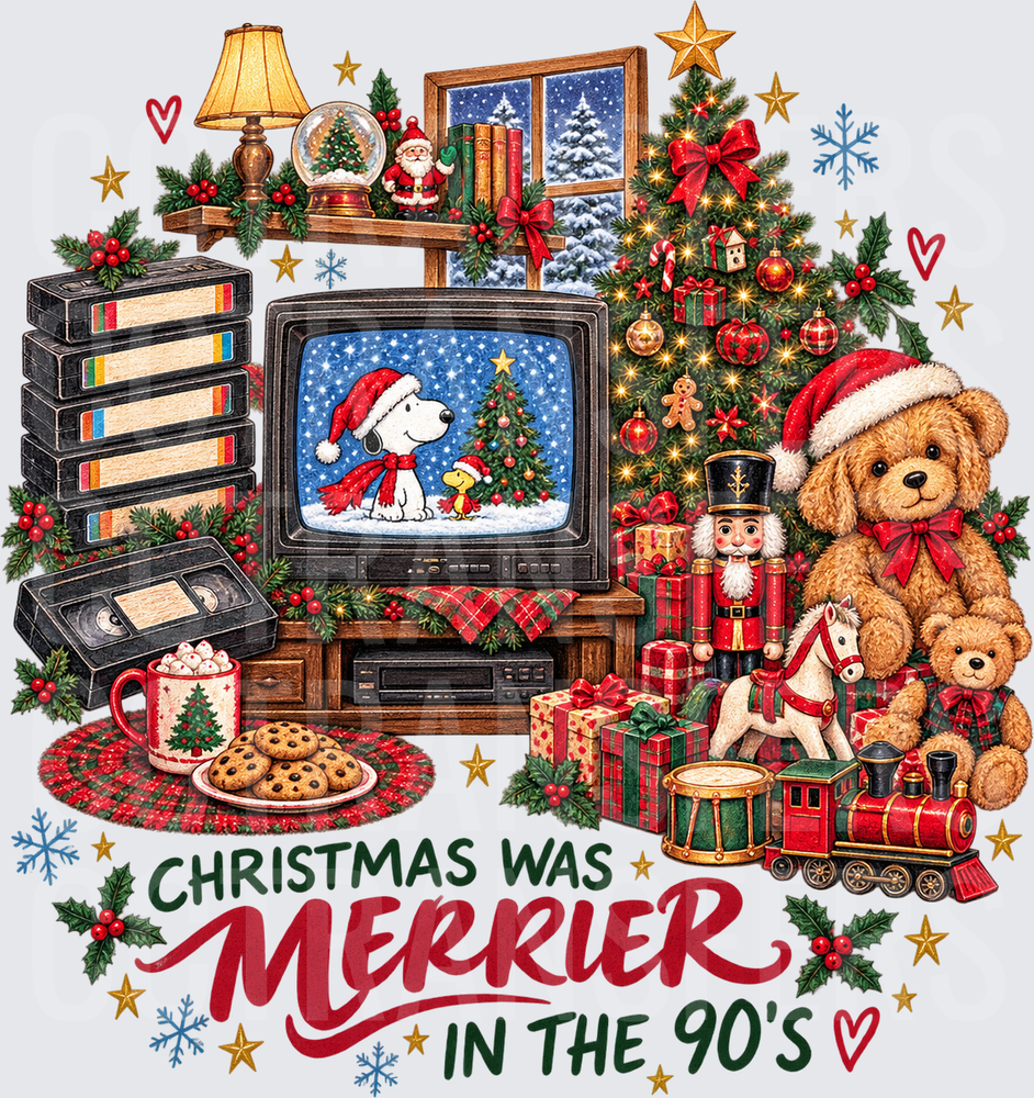 Christmas Was Merrier In The 90's Nostalgic Holiday (DTF)