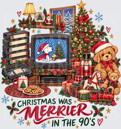 Christmas Was Merrier In The 90's Nostalgic Holiday (DTF)