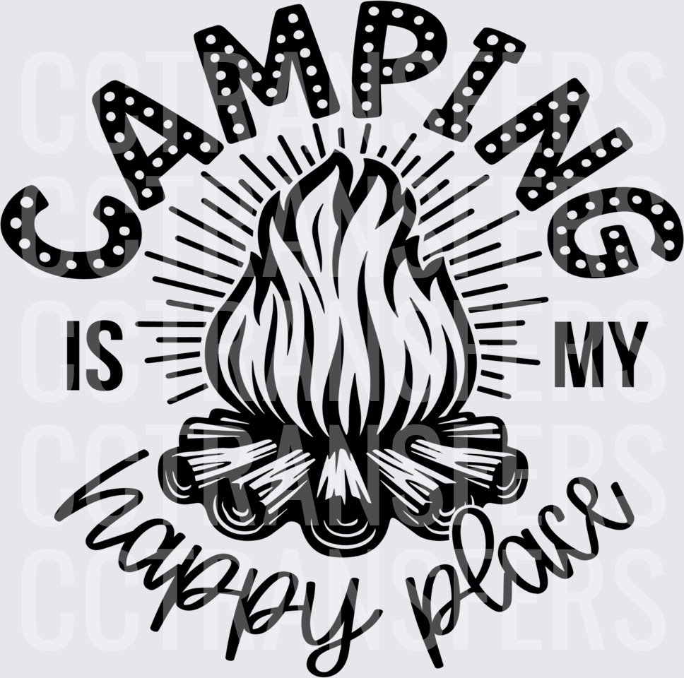 Camping Is My Happy Place Bonfire Design (DTF)