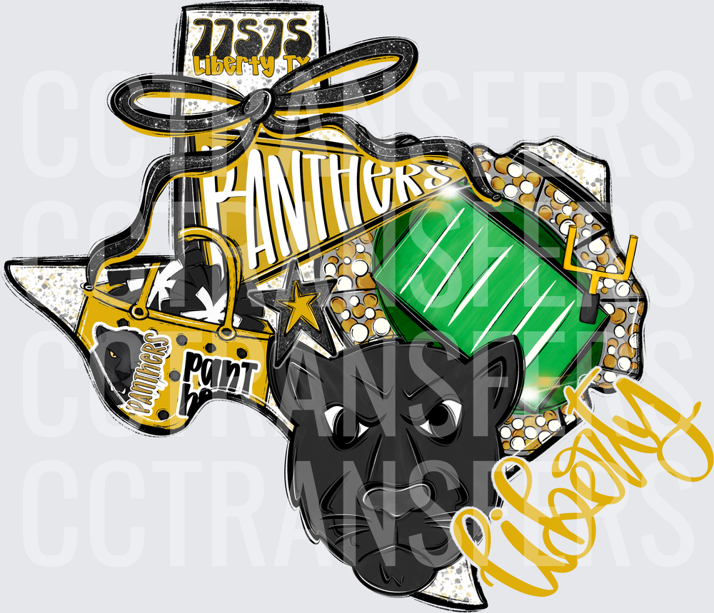 Liberty TX 77575 Panthers Black Cat Football Collage (DTF)