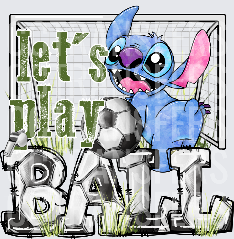 Let's Play Ball Blue Alien Soccer Goal Design (DTF)