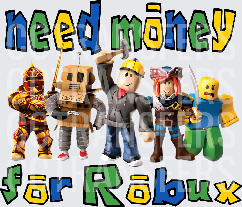 Need Money For Robux Blocky Characters Group (DTF)