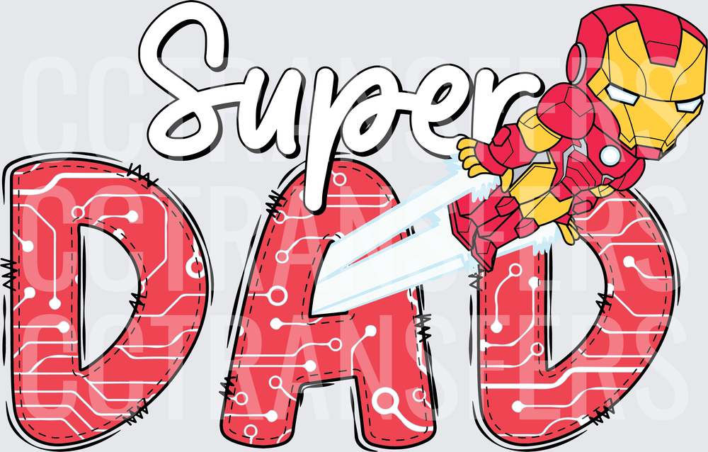 Super Dad Red Armored Hero Circuit Letters (DTF)
