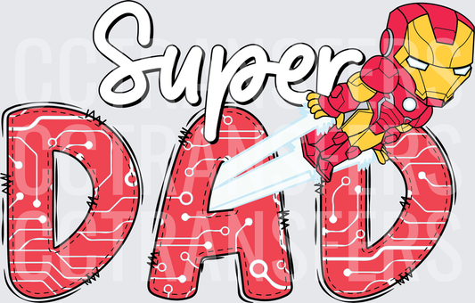 Super Dad Red Armored Hero Circuit Letters (DTF)