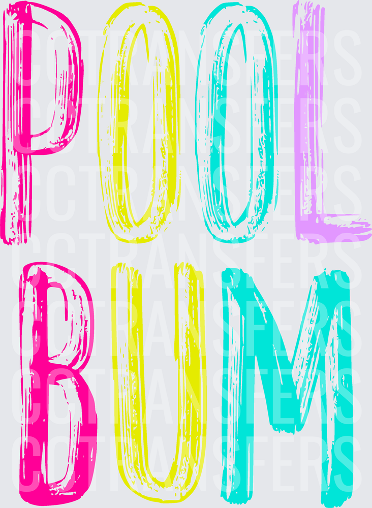 Pool Bum Colorful Bold Brush Letter Typography (DTF)