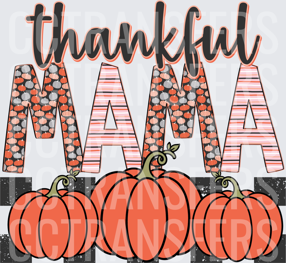 Thankful Mama Pumpkin Pattern Fall Harvest (DTF)