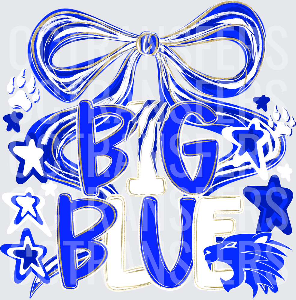 Big Blue Coquette Bow Stars Lion Spirit (DTF)