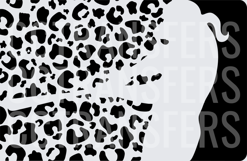 Black and White Leopard Print Woman Silhouette (DTF)