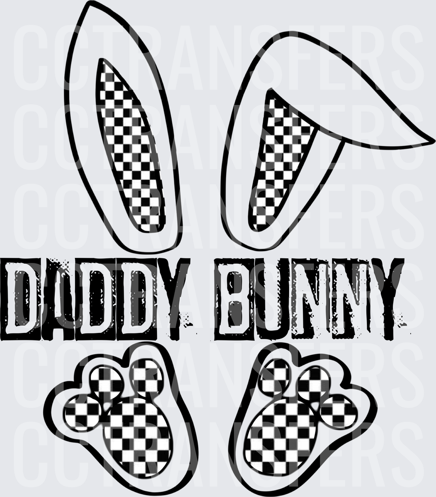 Daddy Bunny Checkered Ears and Feet Easter (DTF)