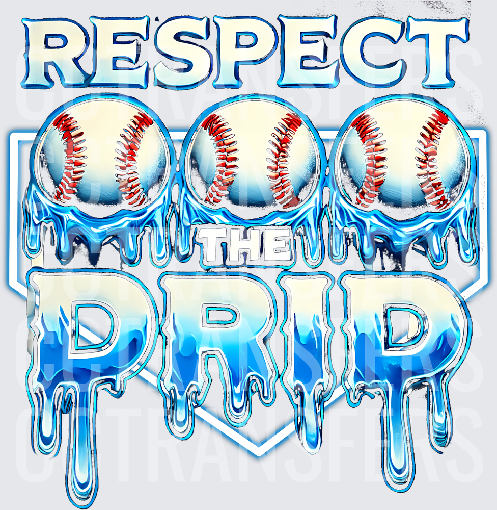 Respect The Drip Melting Baseball Triple Ball Blue (DTF)