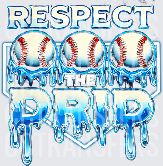 Respect The Drip Melting Baseball Triple Ball Blue (DTF)