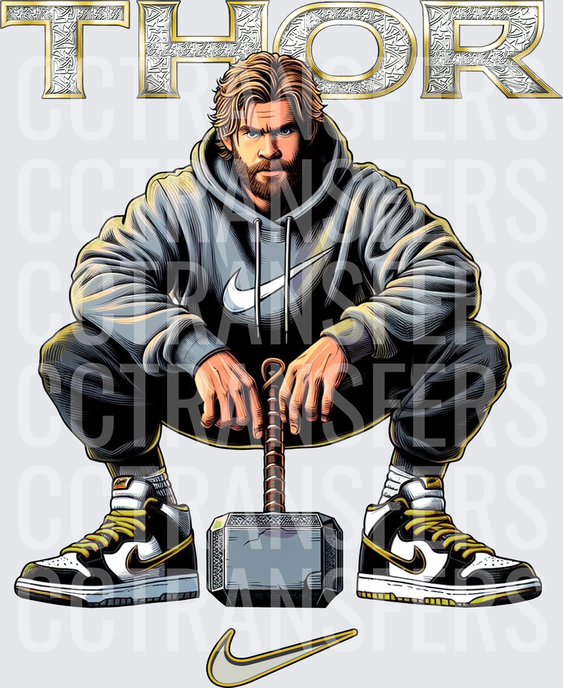 Mythic God Squatting with Hammer Streetwear Sneakers (DTF)