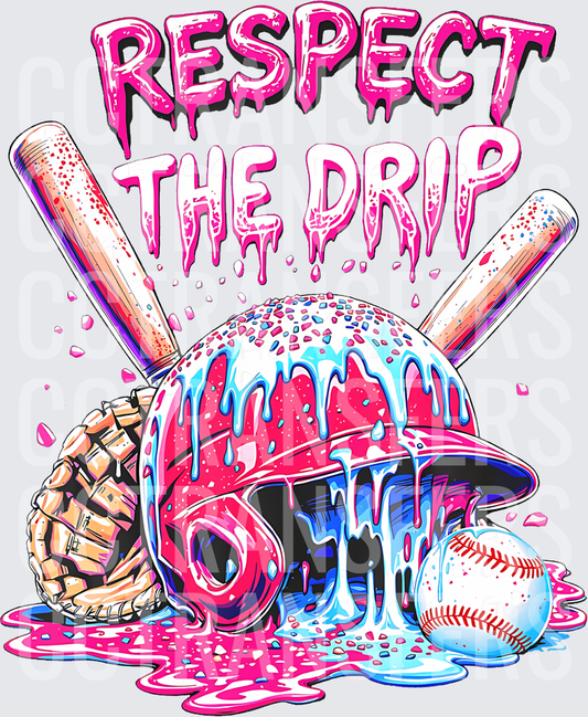 Respect The Drip Baseball Helmet Dripping Pink (DTF)