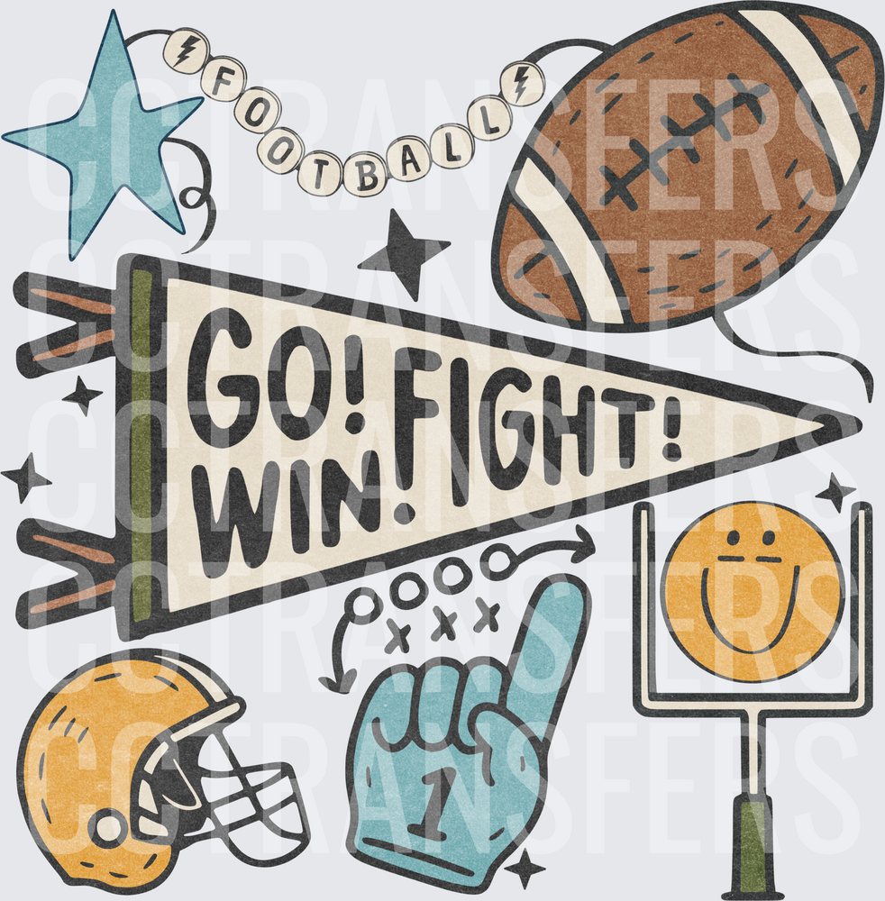 Go Fight Win Football Fan Pennant Collage (DTF)