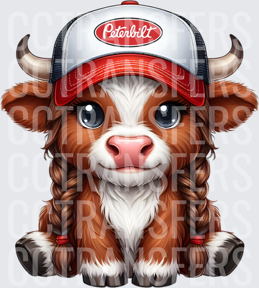 Cute Baby Highland Cow Braids Trucker Hat (DTF)