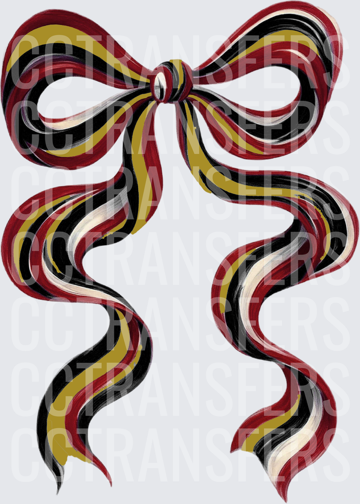 gold maroon black Long Bow