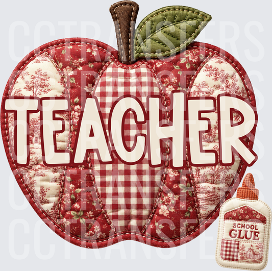 Quilted Patchwork Apple Teacher School Glue (DTF)