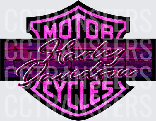 Pink Glitter Motor Cycles Bar Shield Brick Background (DTF)