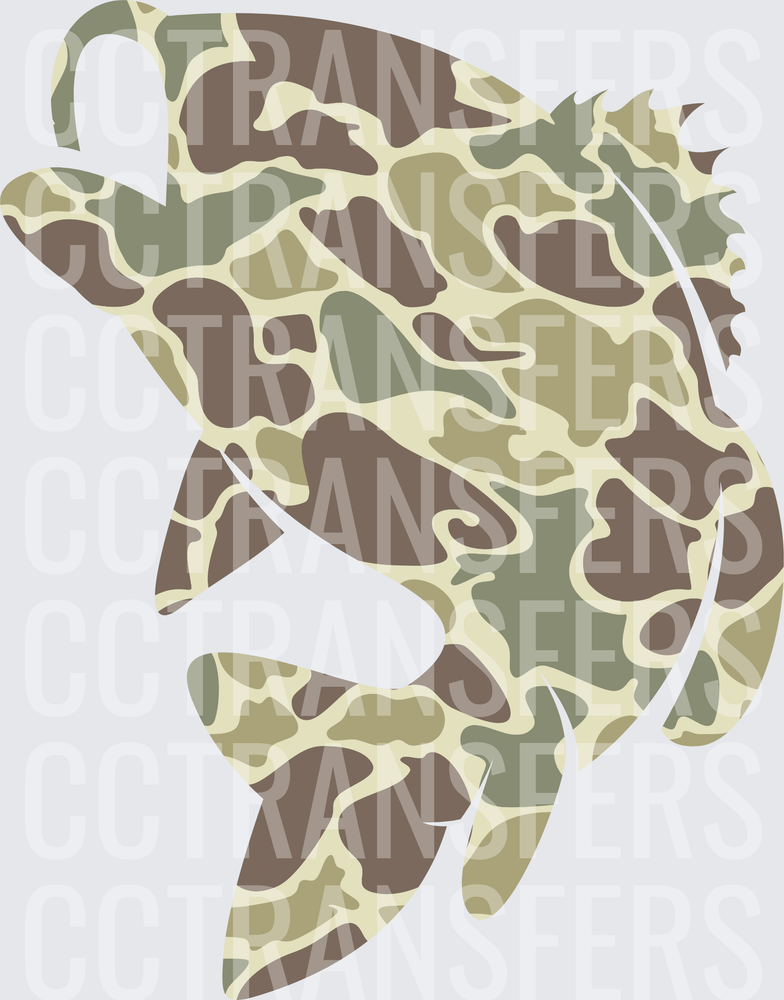 Camo Largemouth Bass Jumping Silhouette (DTF)