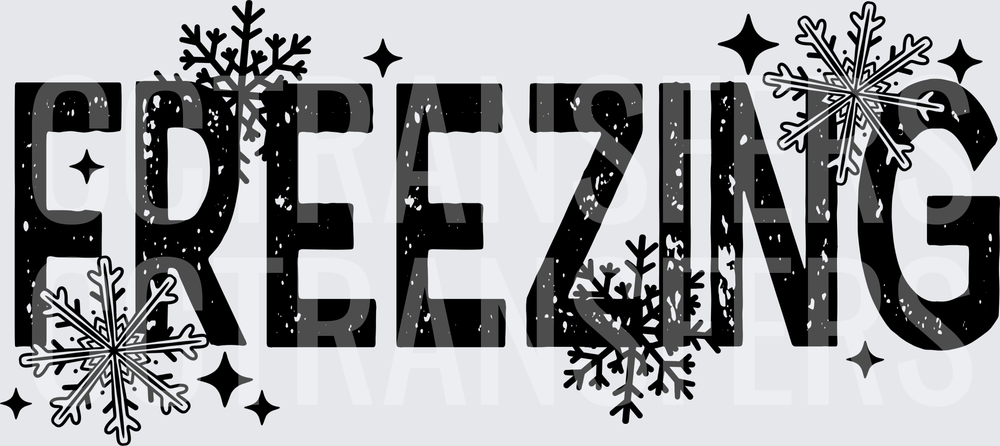 Freezing Bold Text Snowflakes Winter Cold (DTF)