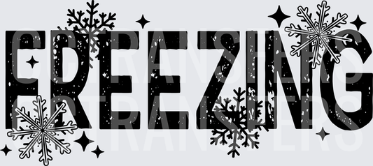 Freezing Bold Text Snowflakes Winter Cold (DTF)