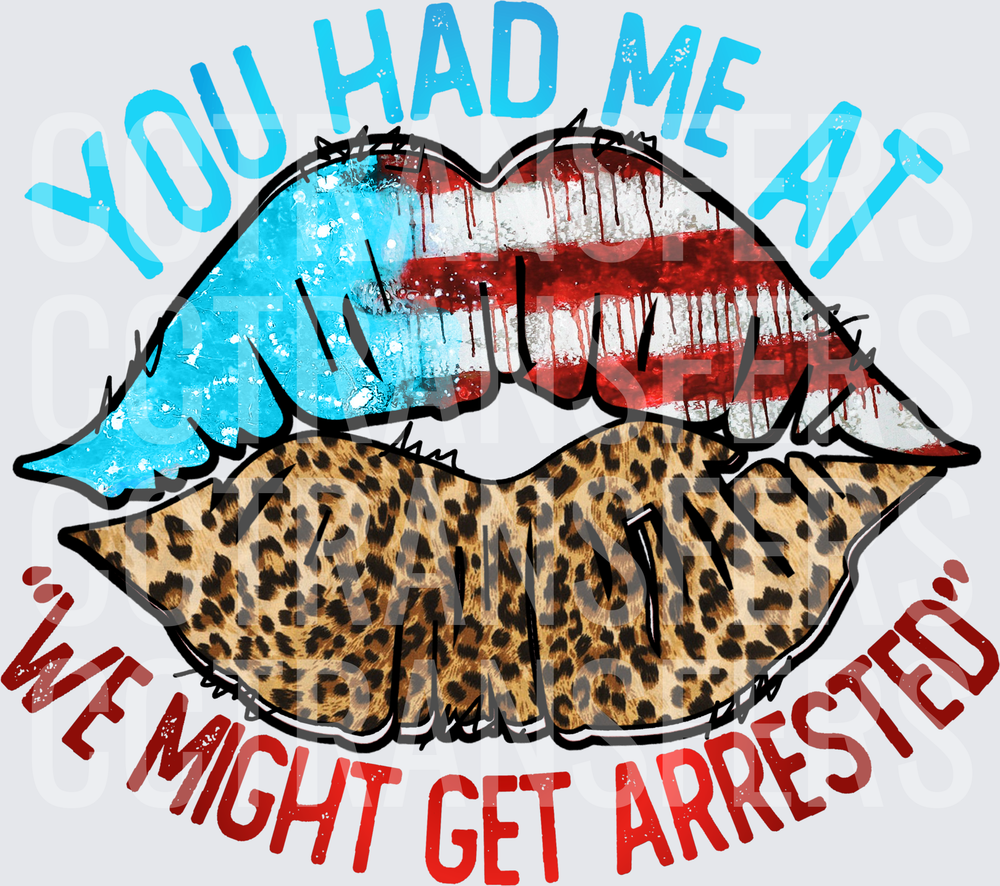 You Had Me At We Might Get Arrested Patriotic Leopard Lips (DTF)