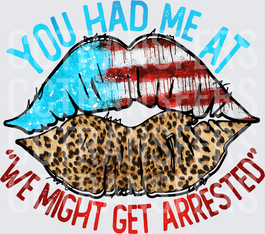 You Had Me At We Might Get Arrested Patriotic Leopard Lips (DTF)