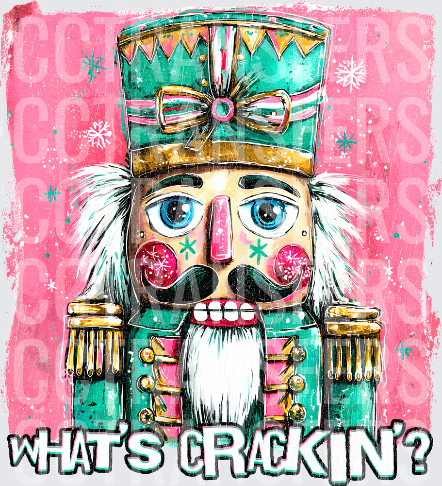 Whats Crackin Nutcracker Pink Teal Christmas Holiday DTF