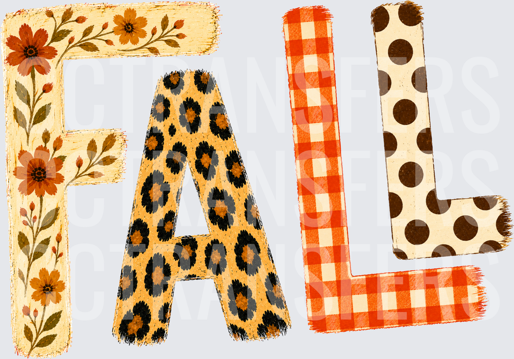 FALL Mixed Pattern Letters Floral Leopard Plaid Polka Dot (DTF)