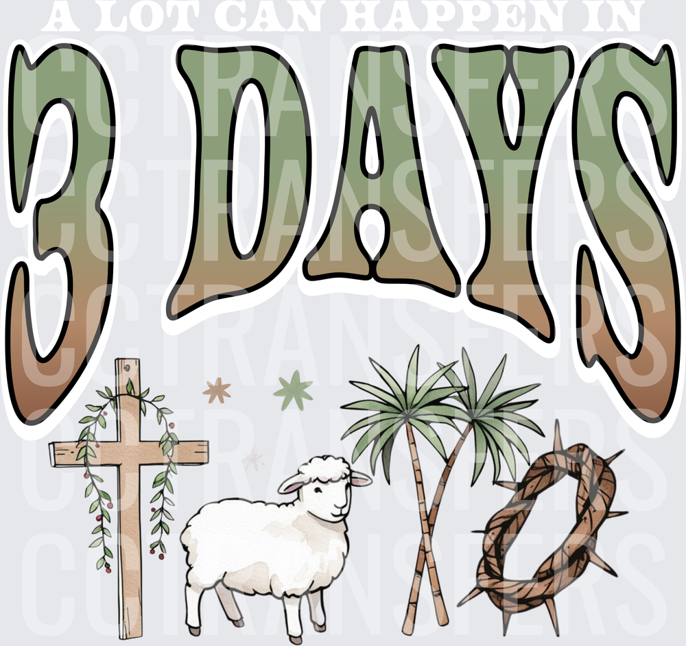 3 Days Cross Lamb Palm Trees Crown of Thorns Easter (DTF)