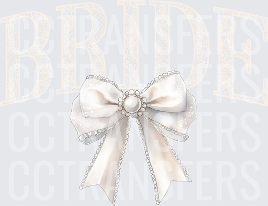 Bride Lace Letter Pearl Bow Ribbon (DTF)