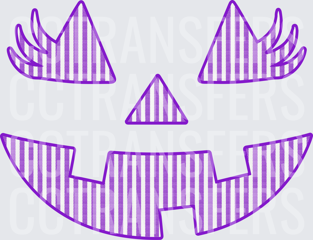 Purple Striped Jack-o-Lantern Face Halloween (DTF)