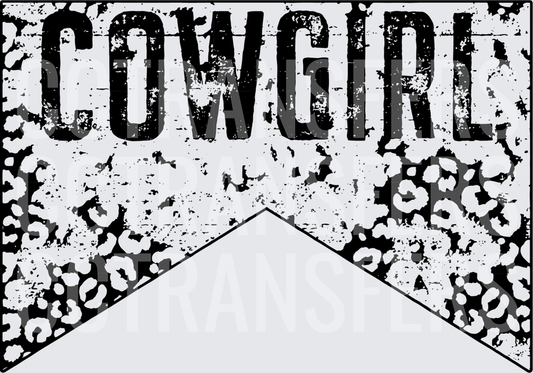 Cowgirl Distressed Leopard Print Chevron Banner (DTF)