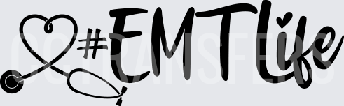 Heart Stethoscope #EMTLife Bold Script (DTF)