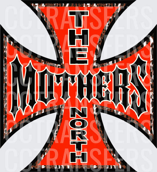 Red Iron Cross The Mothers North Biker Bold Lettering (DTF)