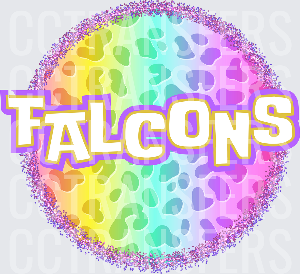 Falcons Rainbow Leopard Glitter Circle (DTF)