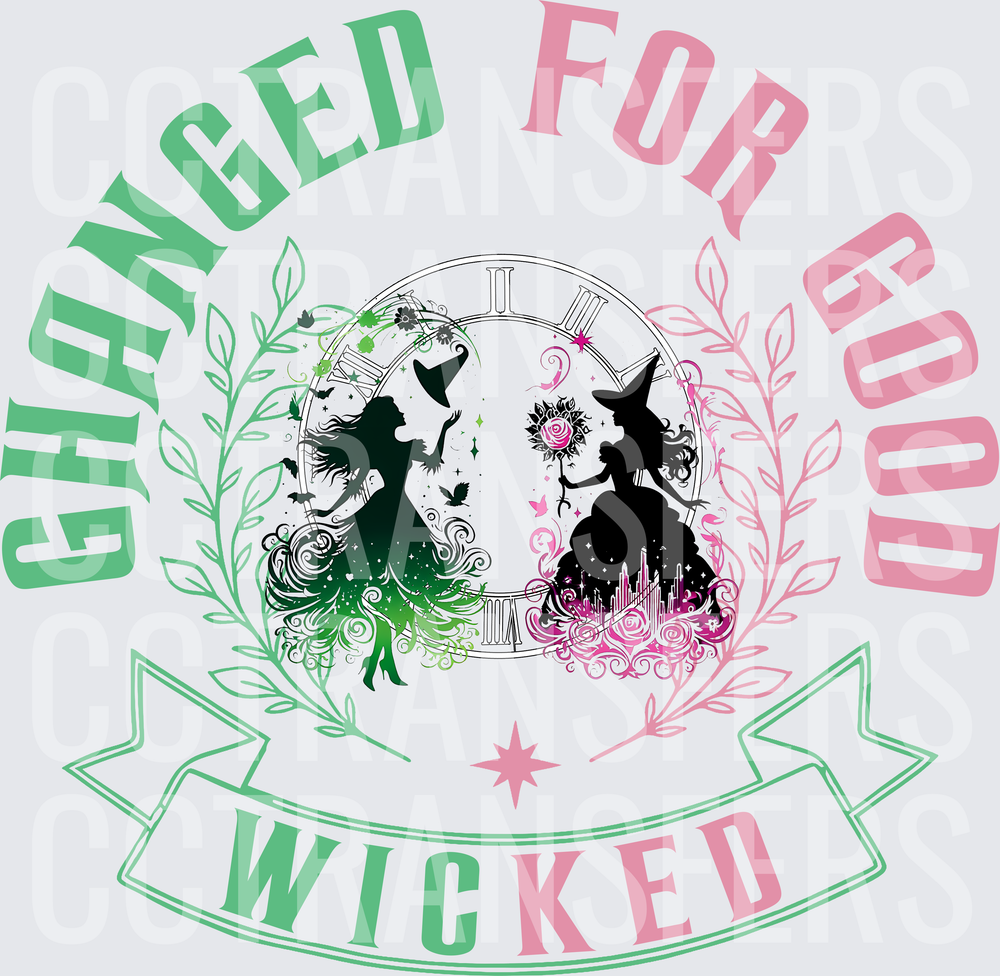 Changed For Good Wicked Witch Silhouette Clock Design (DTF)