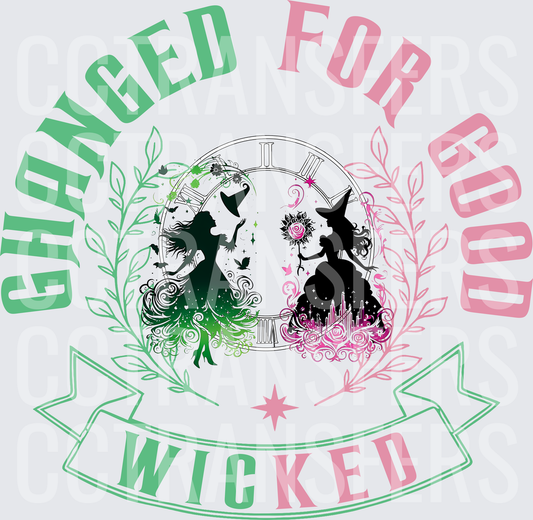 Changed For Good Wicked Witch Silhouette Clock Design (DTF)