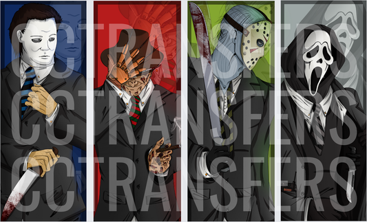 Horror Icons in Suits Michael Freddy Jason Ghostface (DTF)