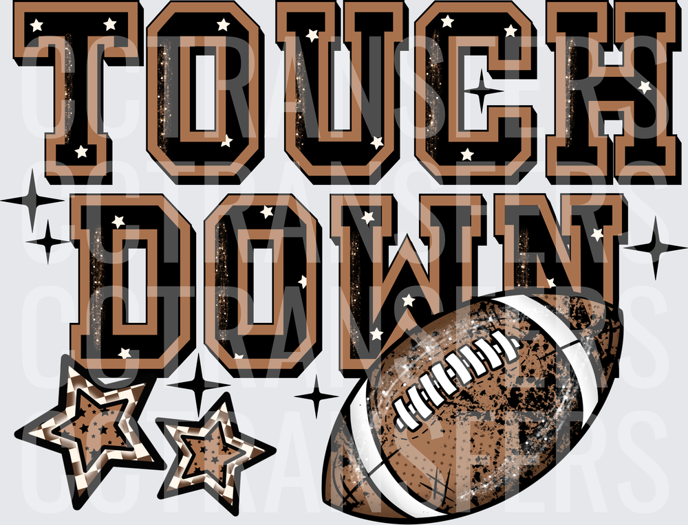 Touchdown Glitter Football Stars Varsity Letter Design (DTF)