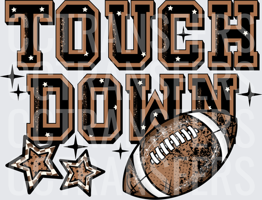 Touchdown Glitter Football Stars Varsity Letter Design (DTF)