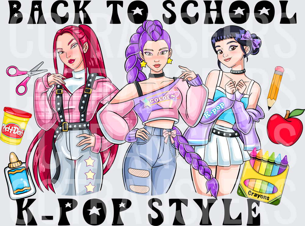 Back To School K-Pop Style Anime Girls (DTF)