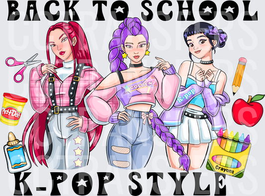 Back To School K-Pop Style Anime Girls (DTF)