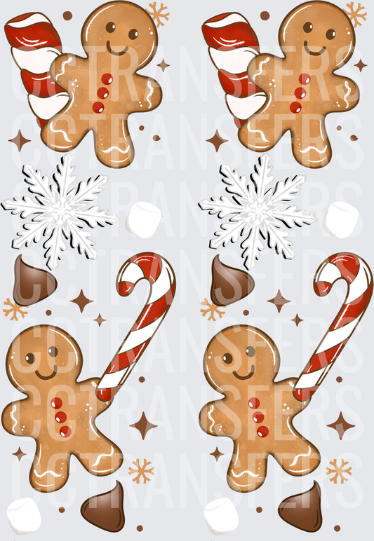 Christmas Gingerbread Men Candy Cane Snowflake Holiday (DTF)