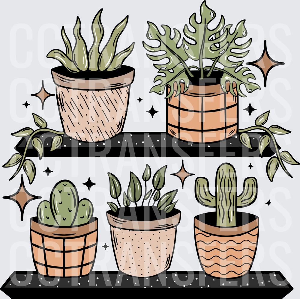 Boho Houseplant Shelf Collection with Sparkle Accents (DTF)