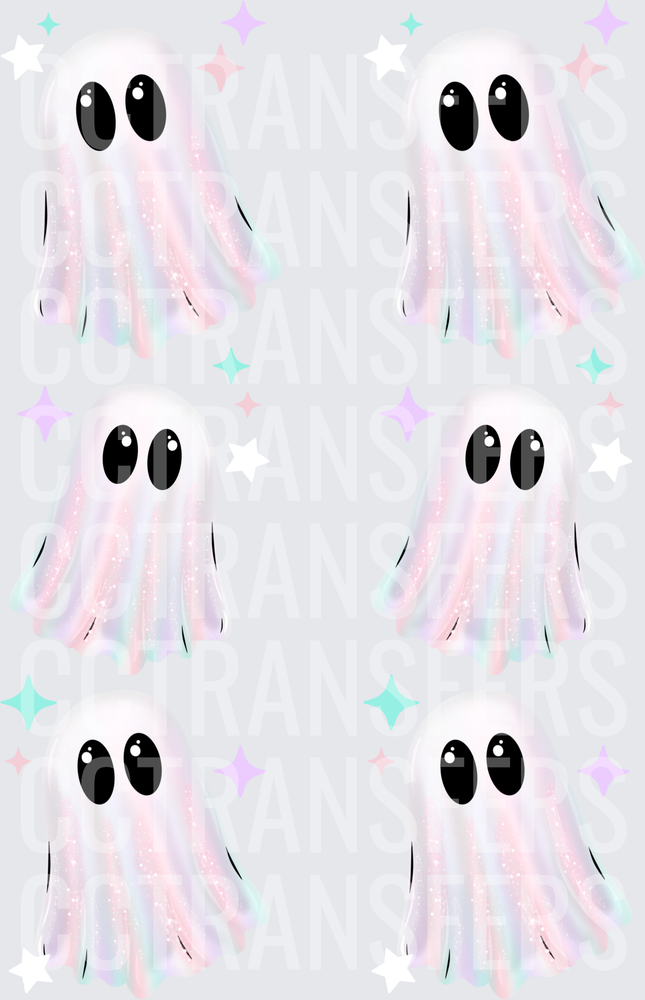 Pastel Holographic Cute Ghost Six Pack Sparkle Stars (DTF)