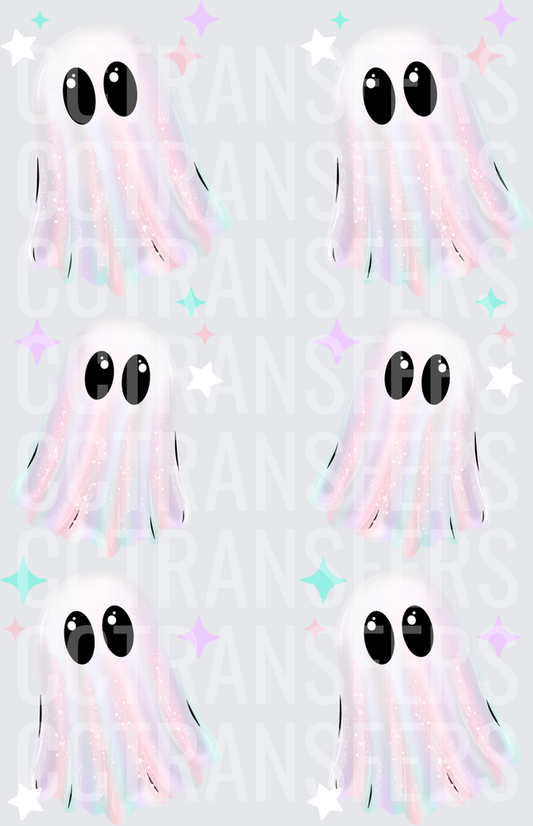 Pastel Holographic Cute Ghost Six Pack Sparkle Stars (DTF)